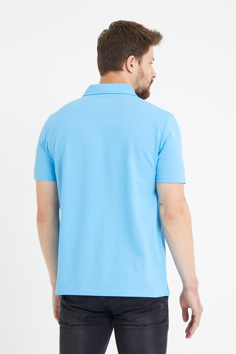 Erkek Basic Polo Yaka Tişört (Regular Fit) Mavi