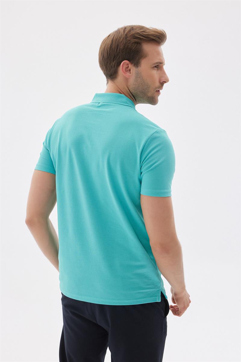 Erkek Basic Polo Yaka Tişört (Regular Fit) Su Yeşili