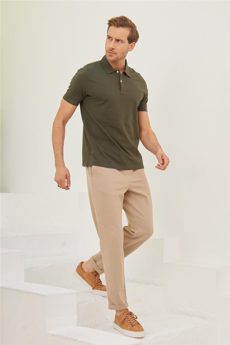 Erkek Basic Polo Yaka Tişört (Regular Fit) Haki