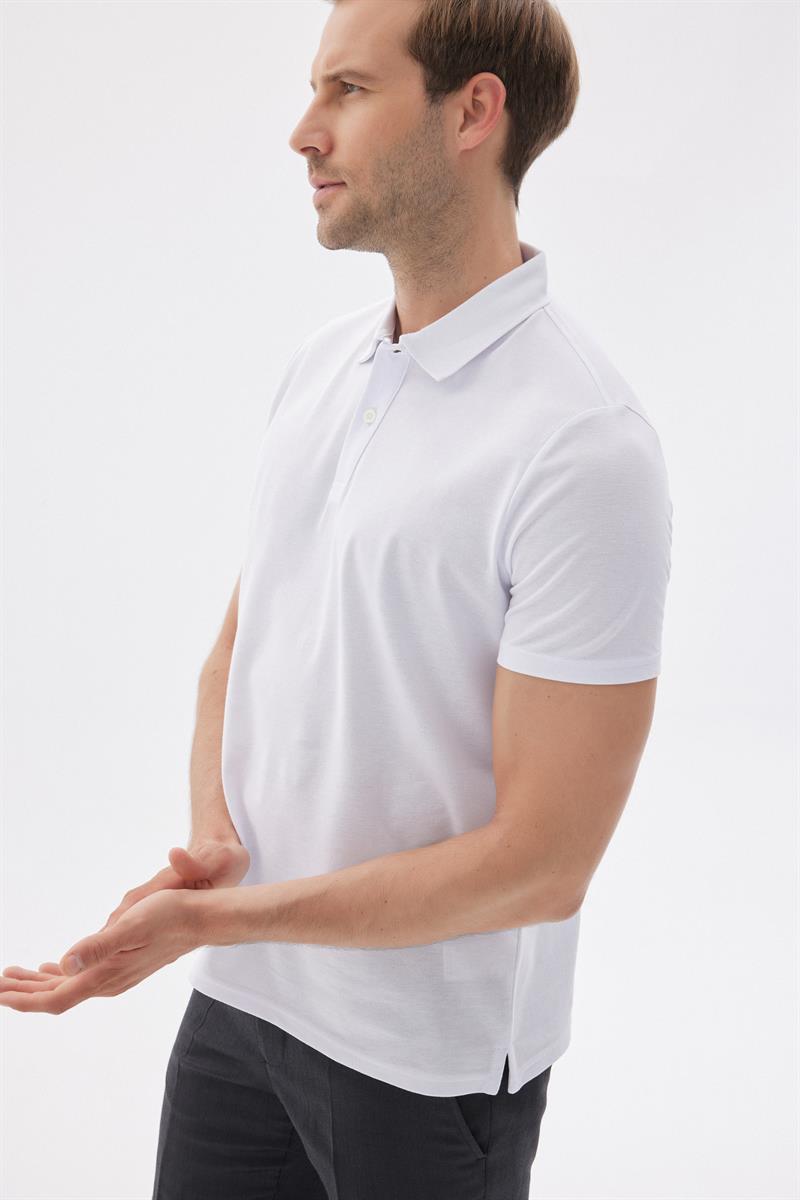 Erkek Basic Polo Yaka Tişört (Regular Fit) Beyaz