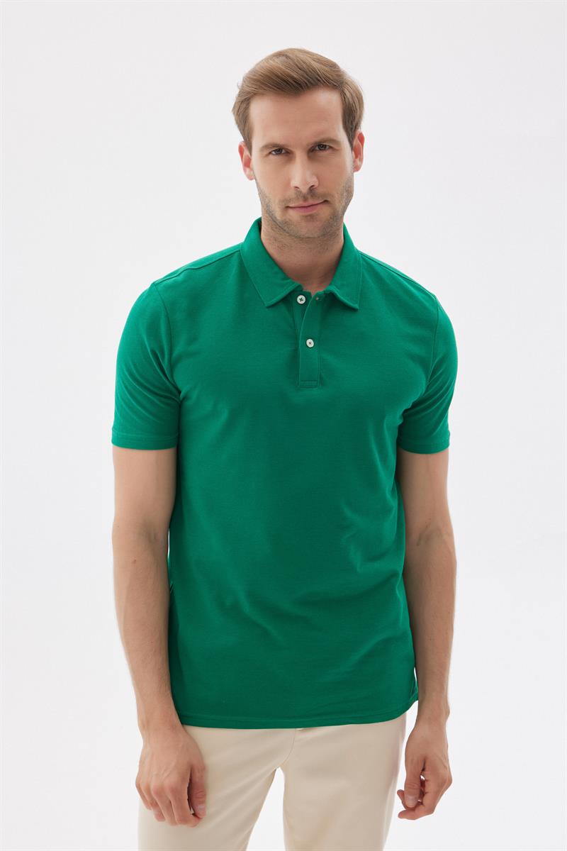 Erkek Basic Polo Yaka Tişört (Regular Fit) Açık Yeşil