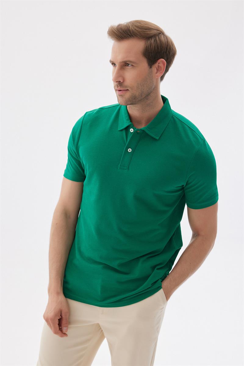 Erkek Basic Polo Yaka Tişört (Regular Fit) Açık Yeşil