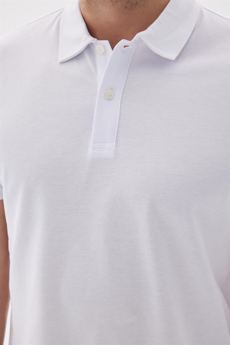 Erkek Basic Polo Yaka Tişört (Regular Fit) Beyaz