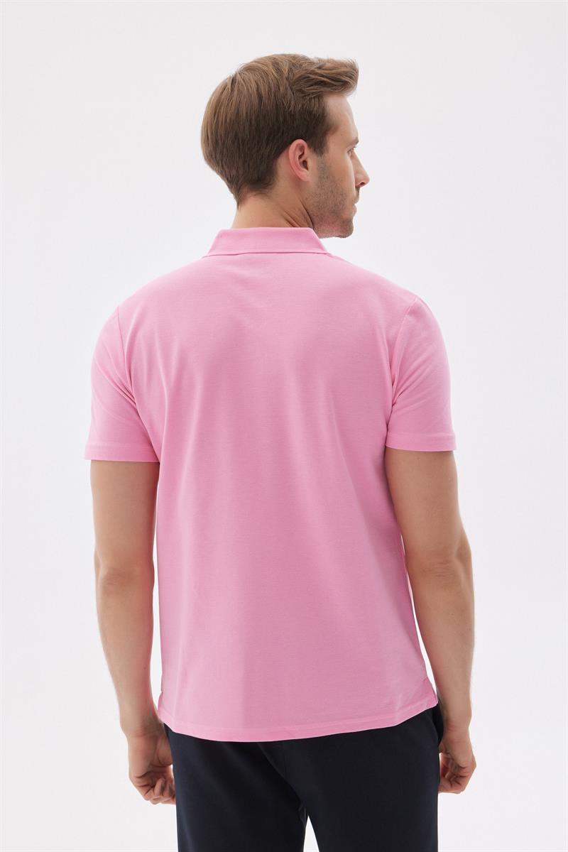 Erkek Basic Polo Yaka Tişört (Regular Fit) Pembe