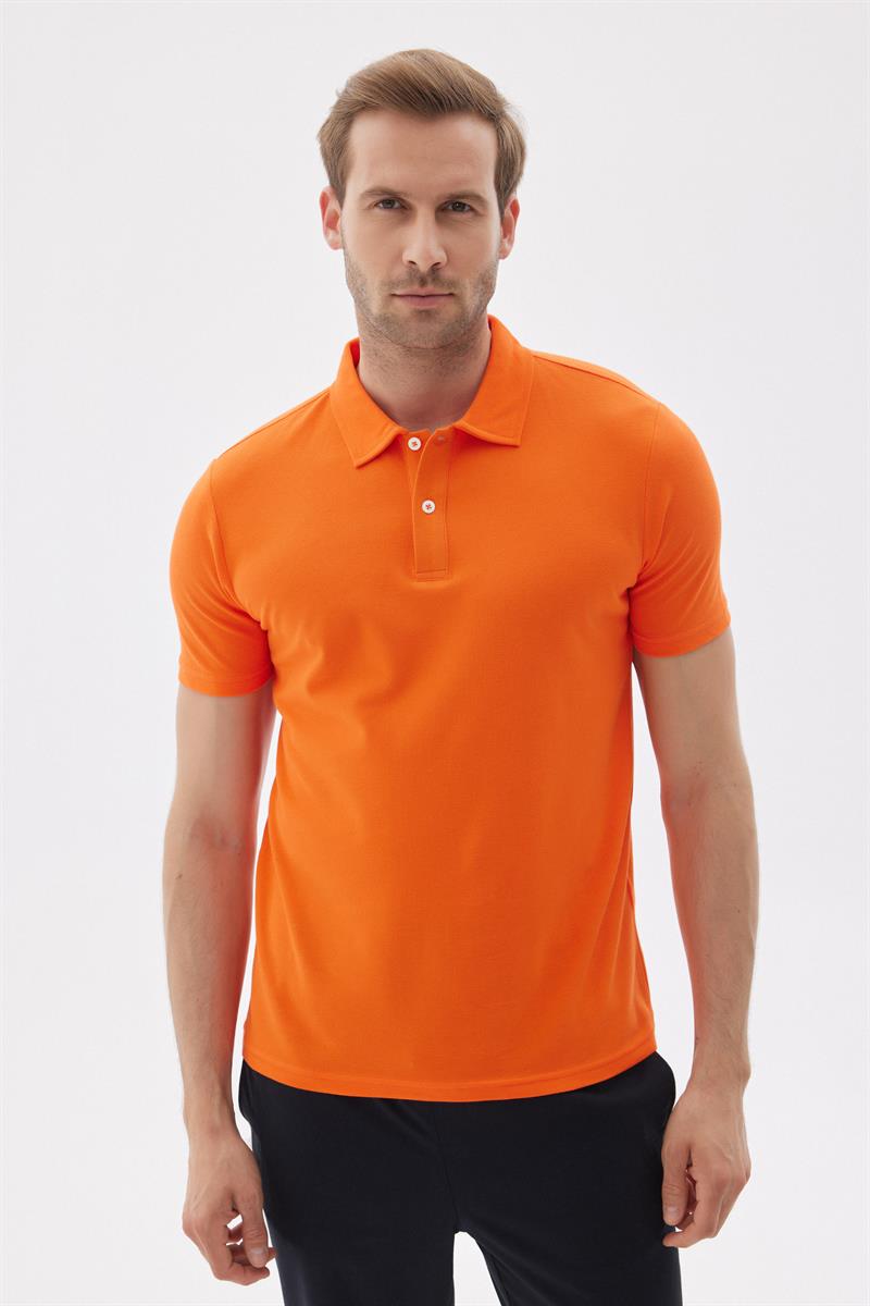 Erkek Basic Polo Yaka Tişört (Regular Fit) Oranj