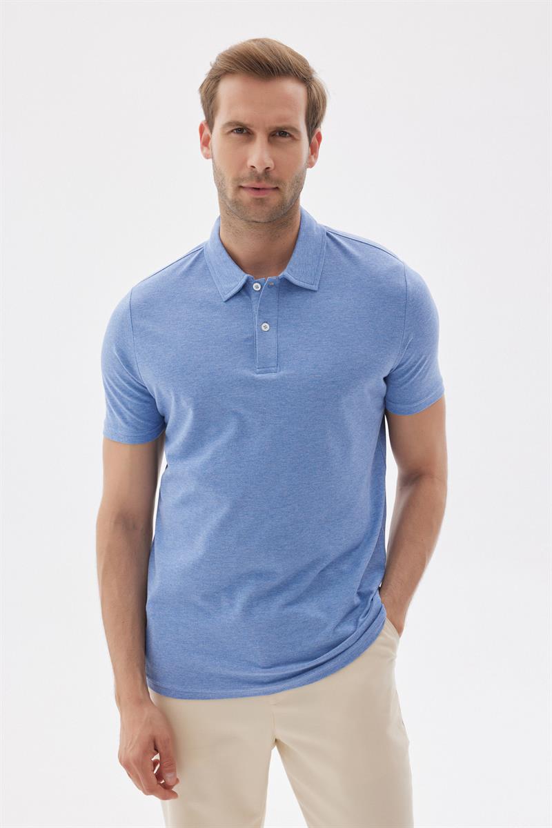 Erkek Basic Polo Yaka Tişört (Regular Fit) Bebe Mavisi