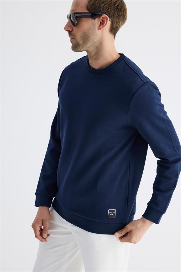  Comfort Fit Basic Düz Erkek Lacivert Sweatshirt  MARS26