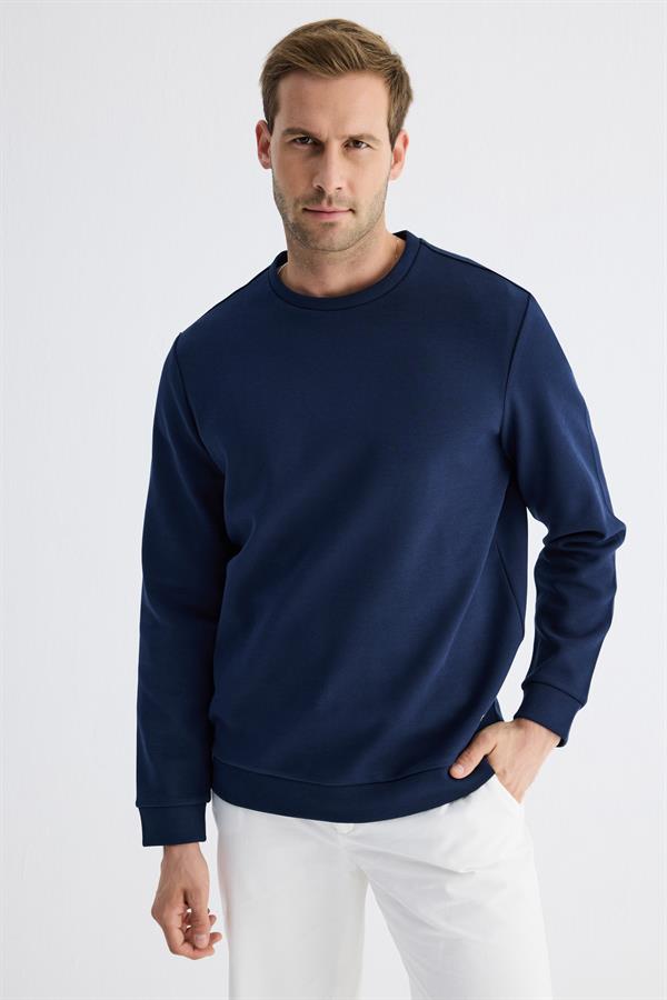  Comfort Fit Basic Düz Erkek Lacivert Sweatshirt  MARS26