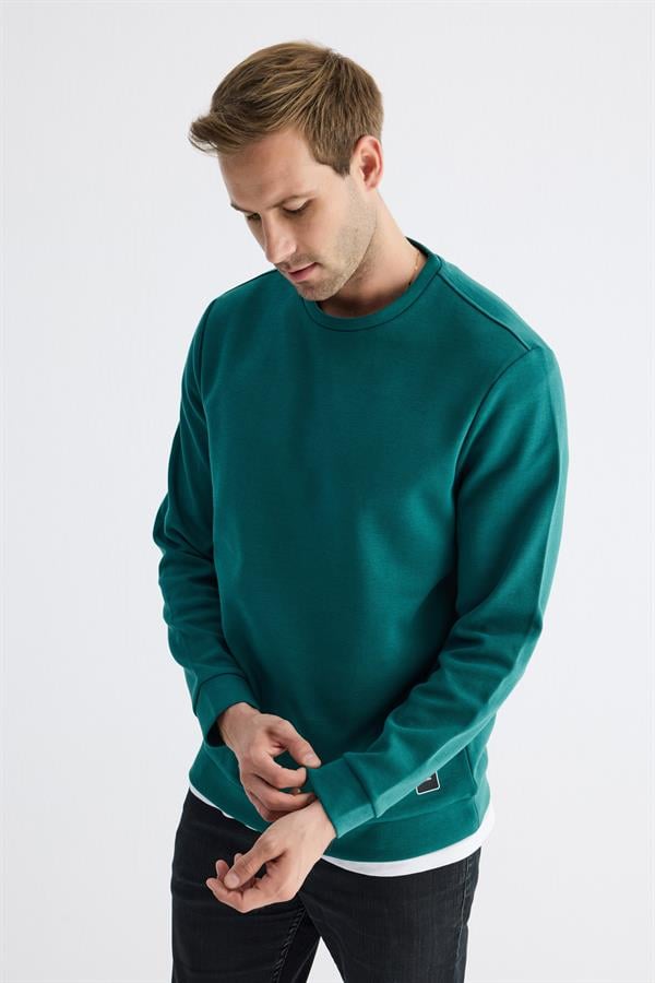  Comfort Fit Basic Düz Erkek Petrol Sweatshirt  MARS26
