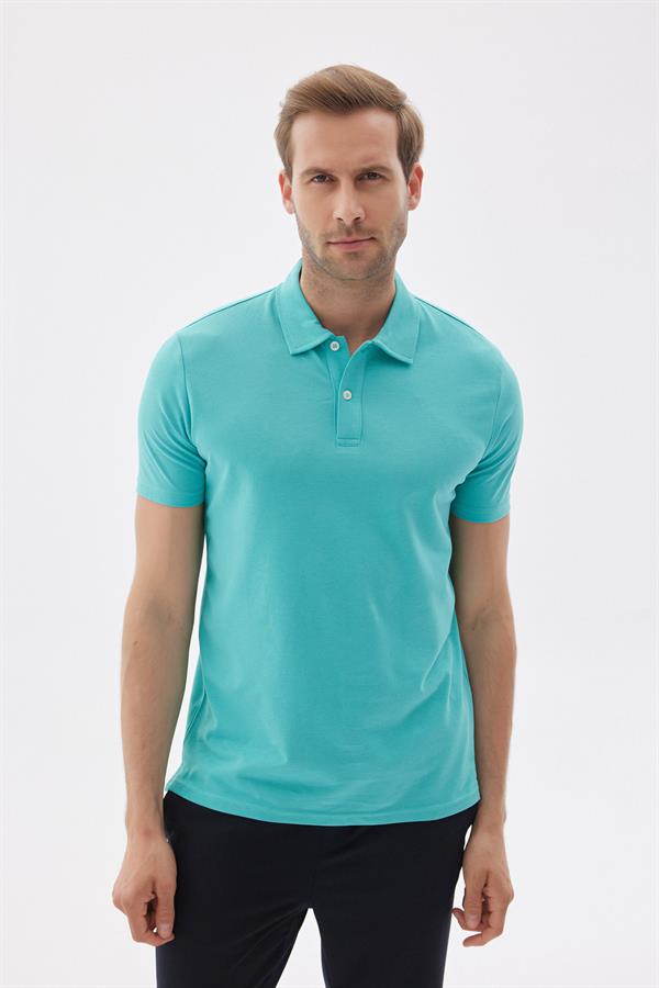 Erkek Basic Polo Yaka Tişört (Regular Fit) Su Yeşili