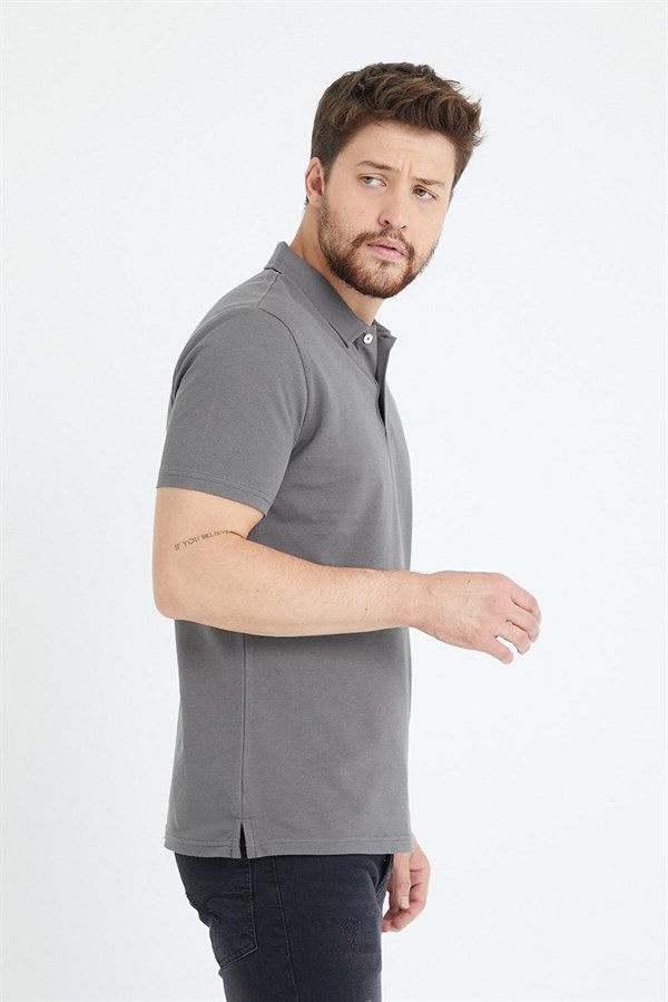 Erkek Basic Polo Yaka Tişört (Regular Fit) Antrasit