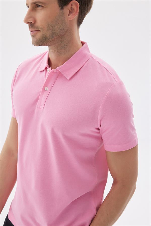 Erkek Basic Polo Yaka Tişört (Regular Fit) Pembe