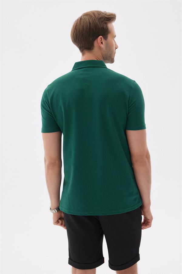 Erkek Basic Polo Yaka Tişört (Regular Fit) Yeşil