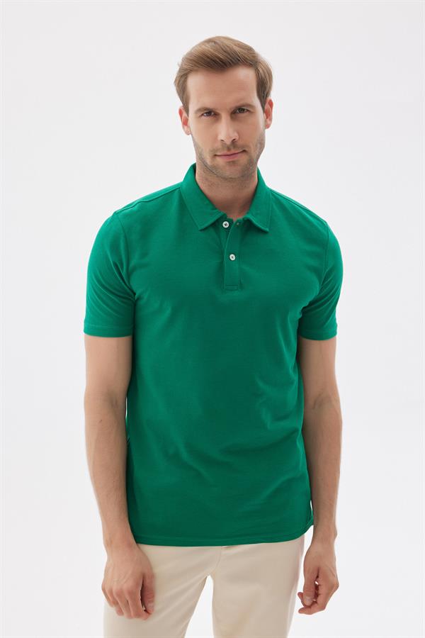 Erkek Basic Polo Yaka Tişört (Regular Fit) Açık Yeşil