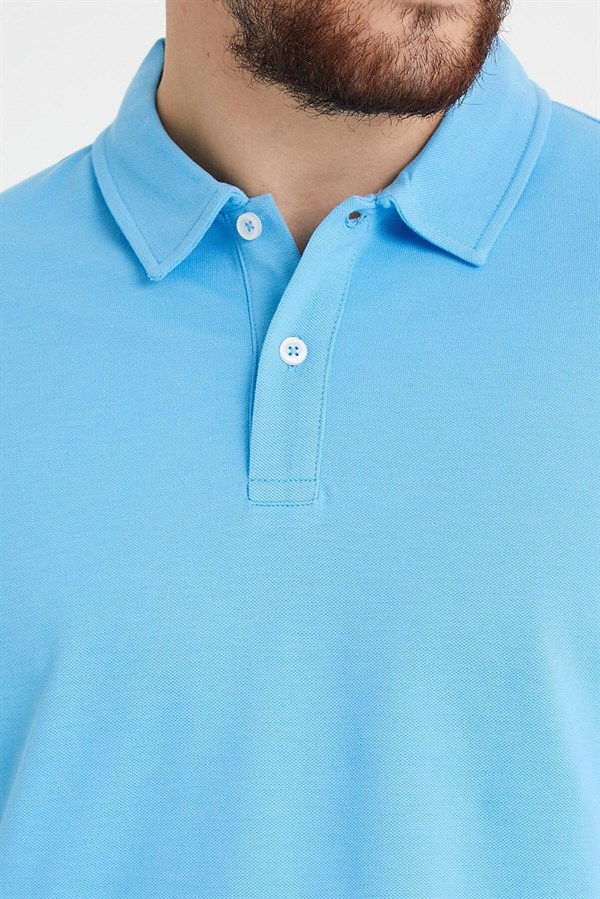 Erkek Basic Polo Yaka Tişört (Regular Fit) Mavi