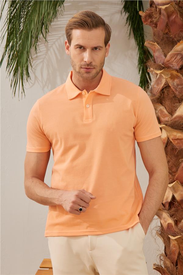 Erkek Basic Polo Yaka Tişört (Regular Fit) Somon