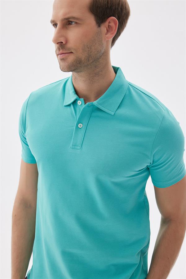 Erkek Basic Polo Yaka Tişört (Regular Fit) Su Yeşili