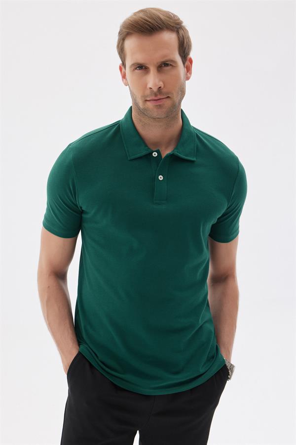 Erkek Basic Polo Yaka Tişört (Regular Fit) Yeşil