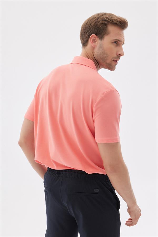 Erkek Basic Polo Yaka Tişört (Regular Fit) Nar Çiçeği