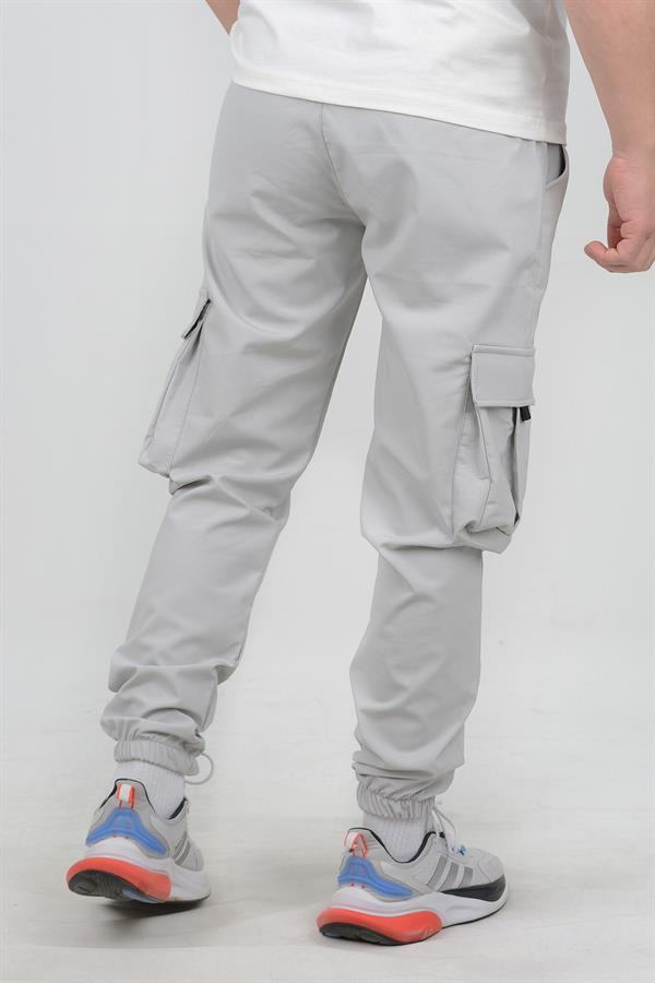 Erkek Slim Fit Cepli Beli ve Paçası Lastikli İnce Spor Pantolon Gri  Edw071