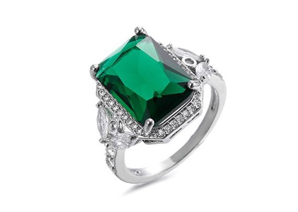 Ory - Emerald Kesim Pırlanta Montür Yüzük - Yeşil