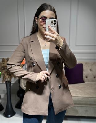 Kruvaze Blazer Ceket Kahverengi