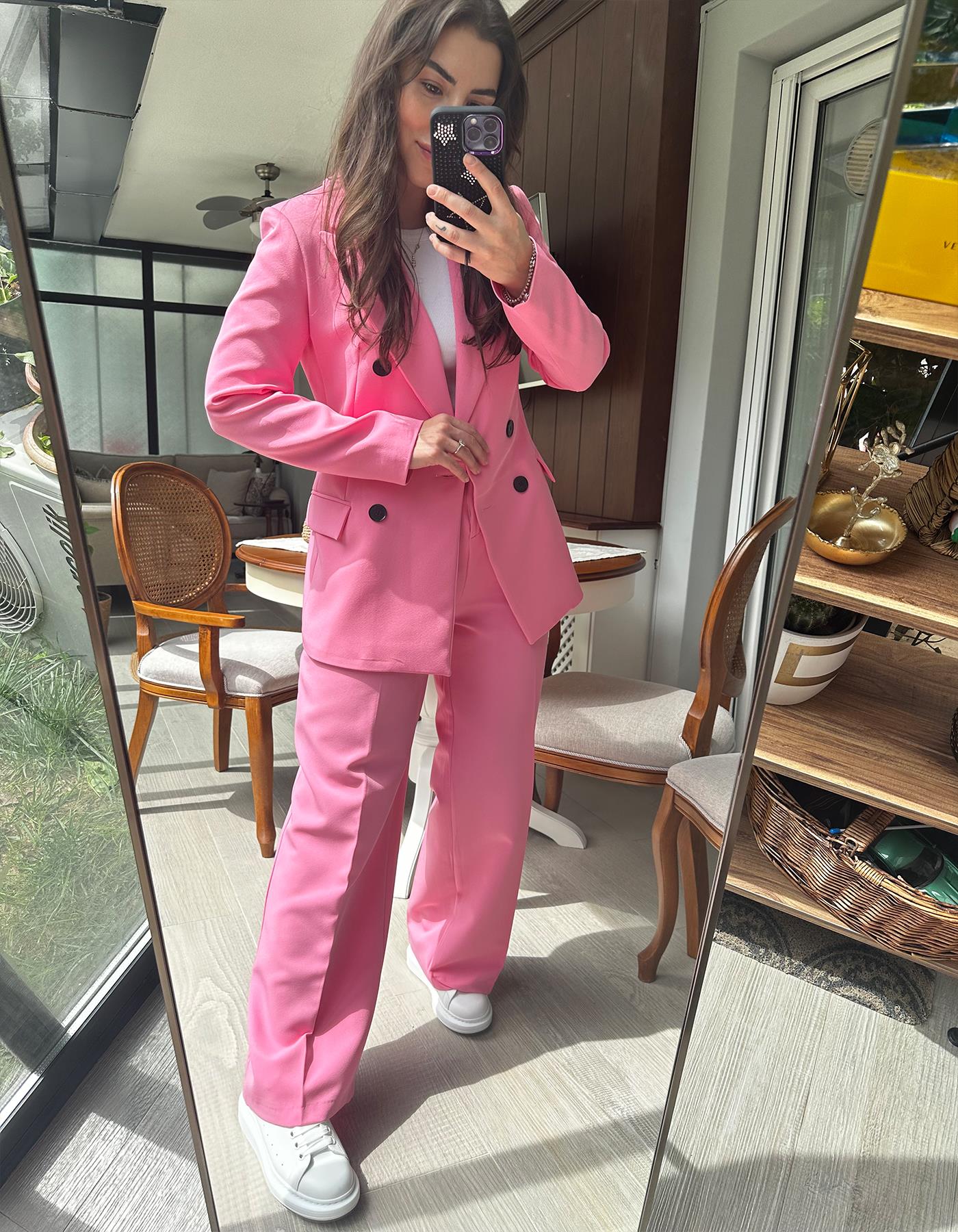 Kruvaze Blazer Ceket Pembe