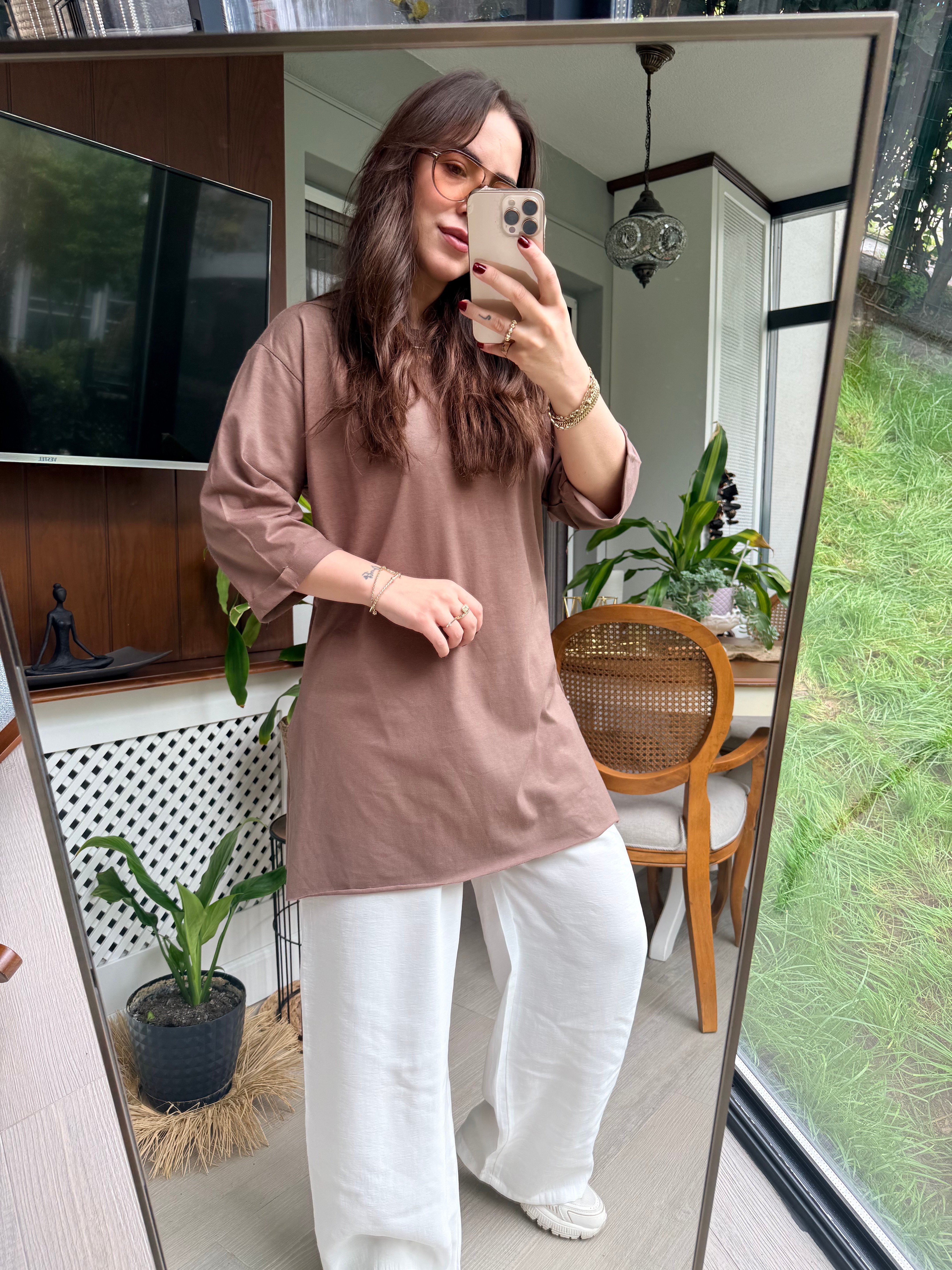 Salaş Oversize Tshirt Kahverengi