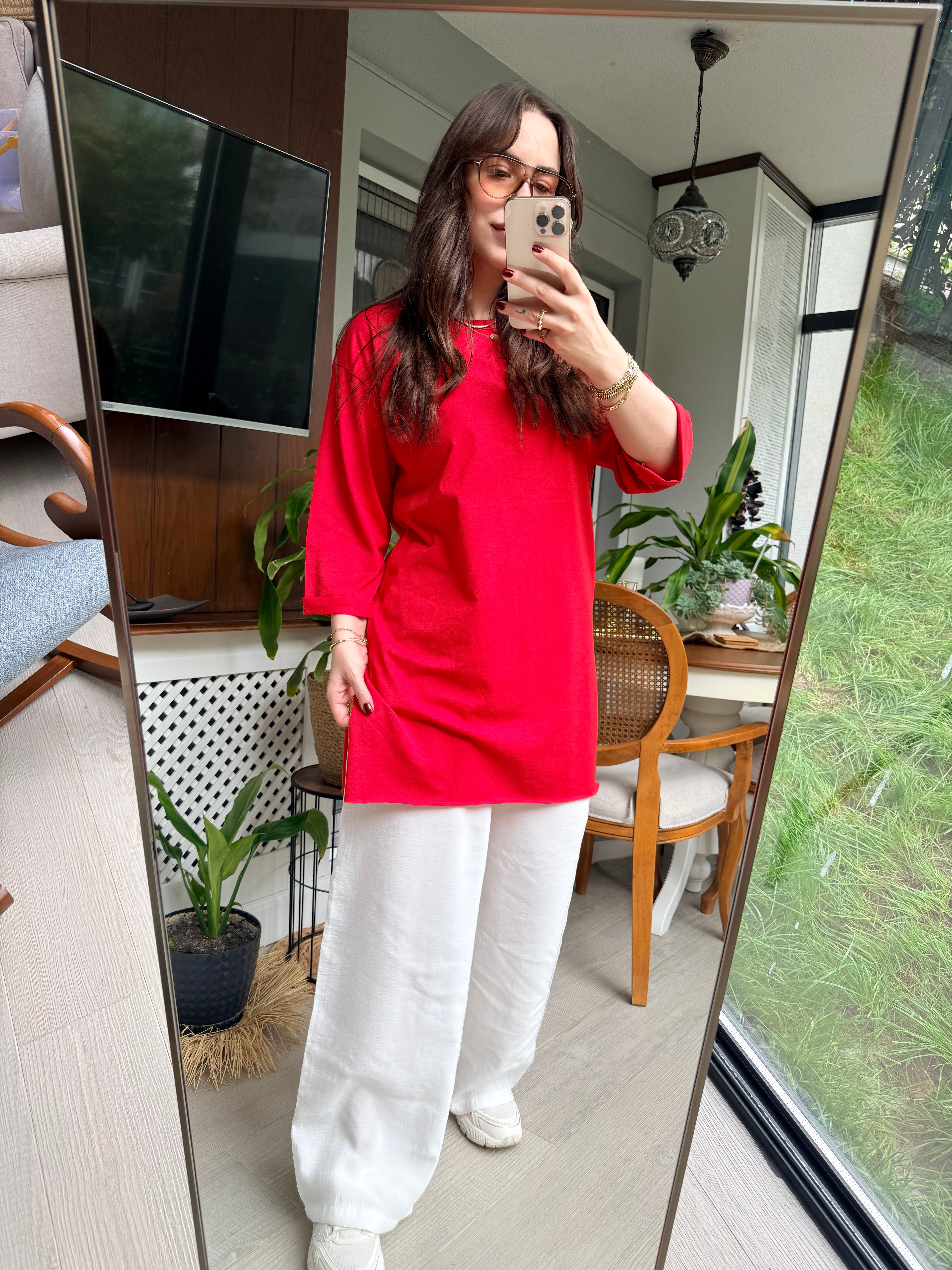 Salaş Oversize Tshirt Kırmızı