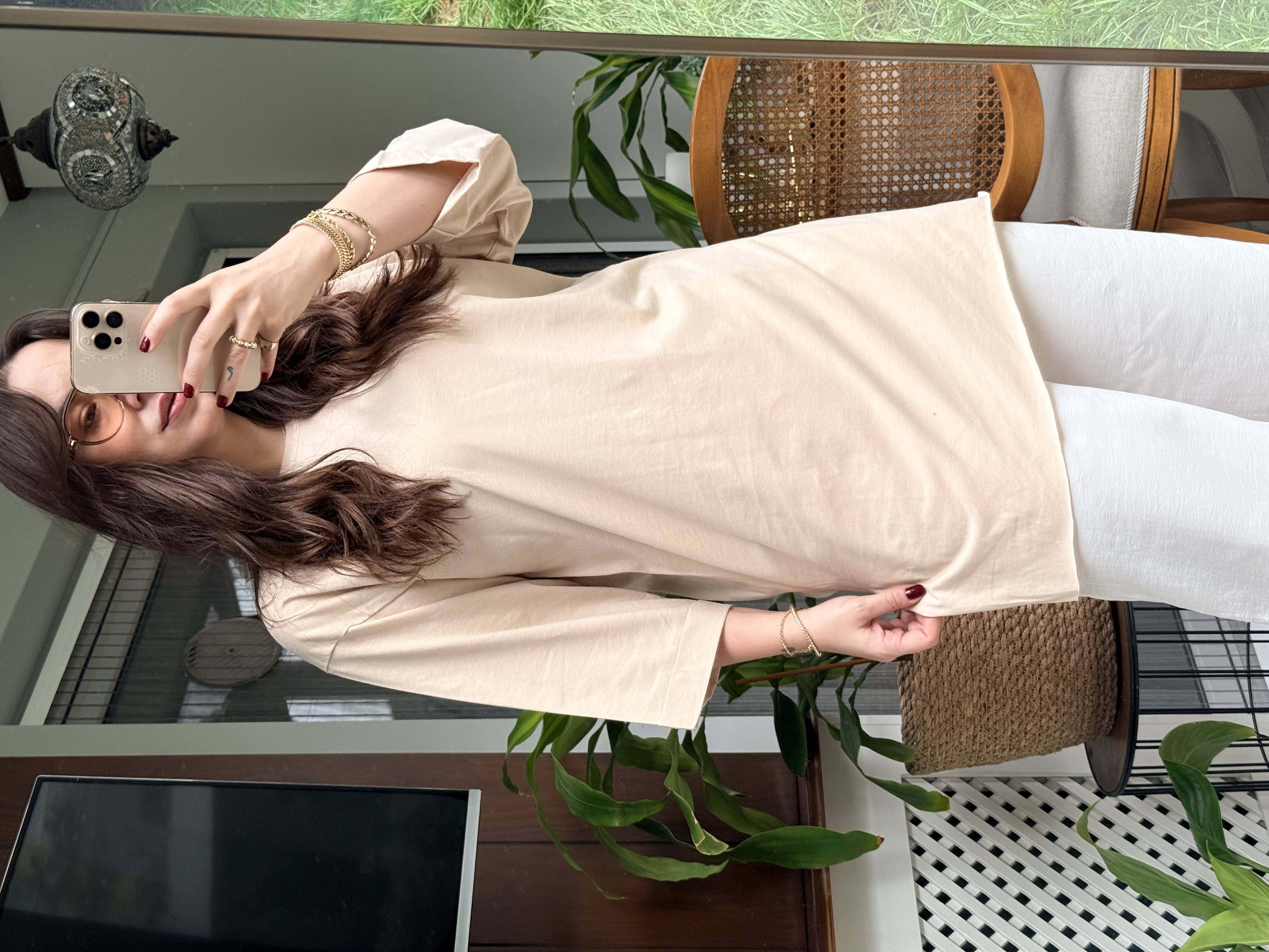 Salaş Oversize Tshirt Krem