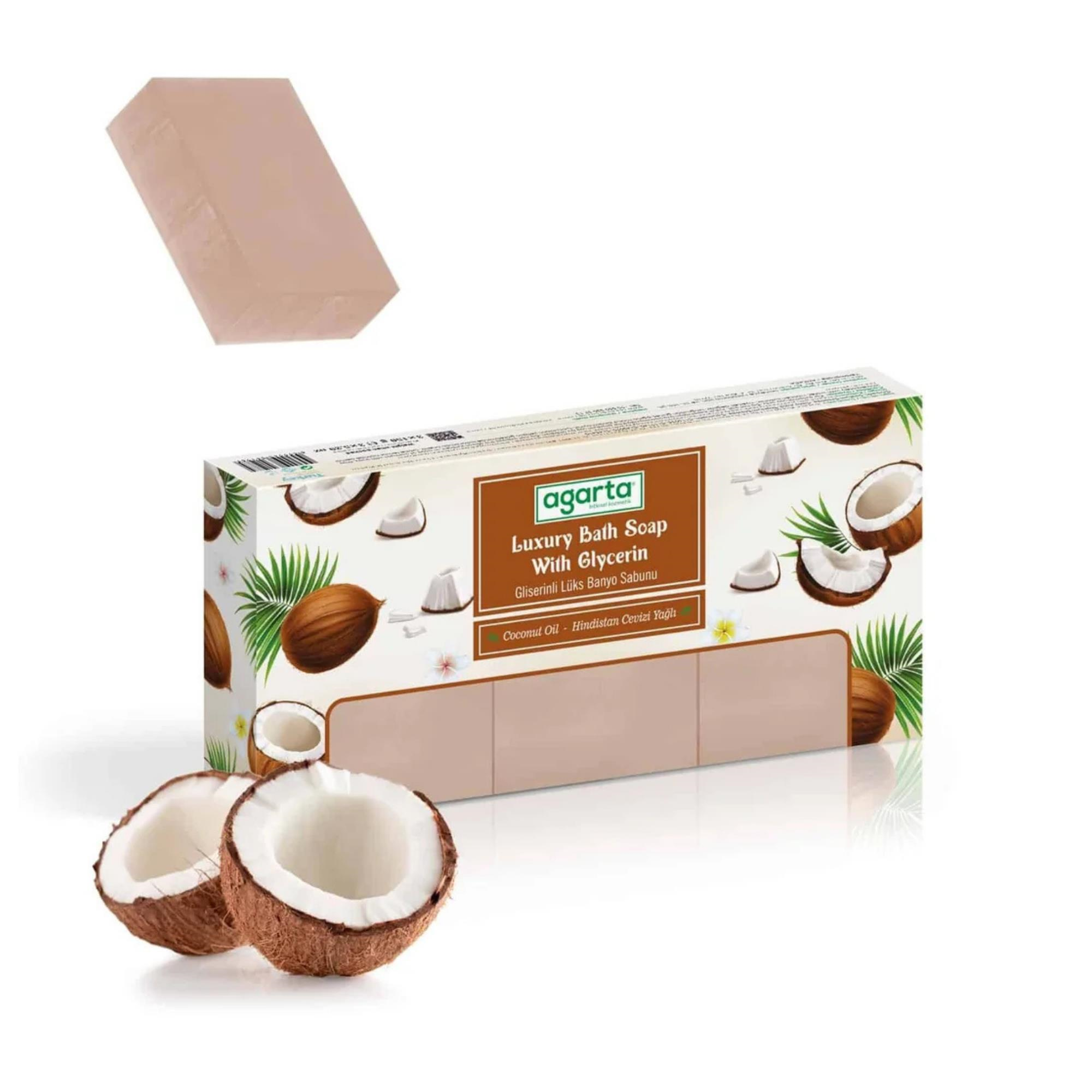 AGARTA - BANYO SABUNU LÜKS GLİSERİNLİ DOĞAL EL YAPIMI HİNDİSTAN CEVİZLİ 150 GR X 3 ADET