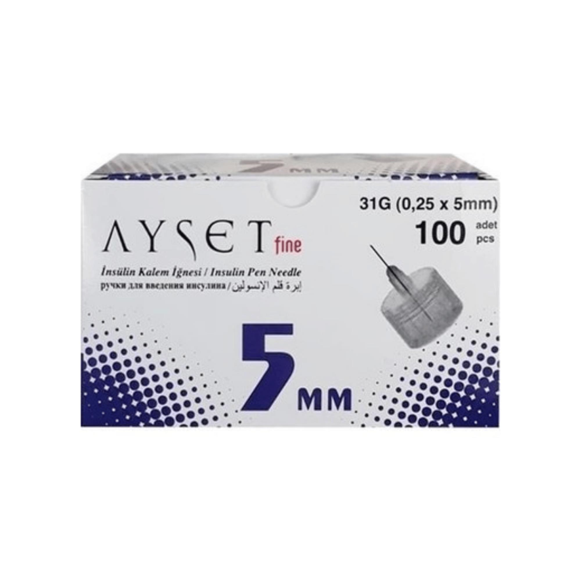 AYSET - FİNE 0.25 X 5MM İNSÜLİN KALEM İĞNE UCU 31G 100LÜ