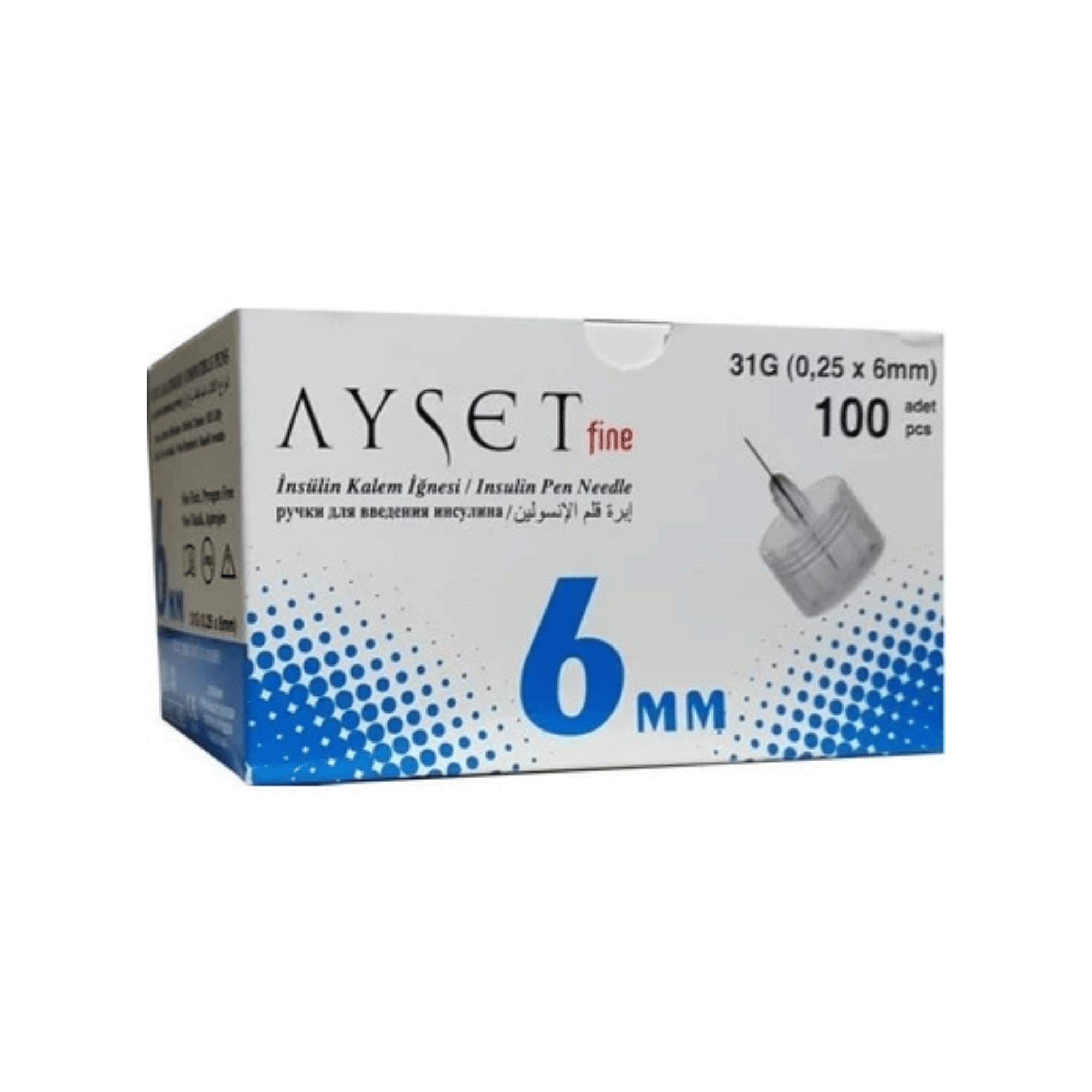 AYSET - FİNE 0.25 X 6MM İNSÜLİN KALEM İĞNE UCU 31G 100LÜ