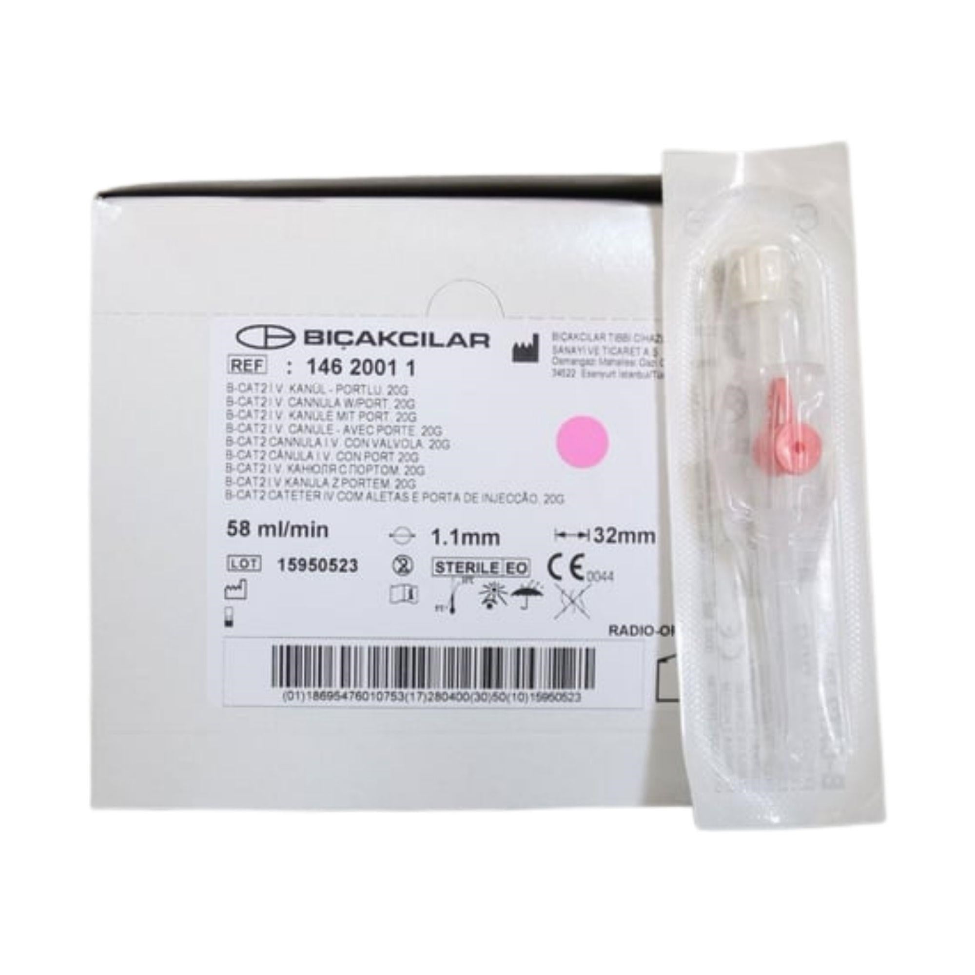 BIÇAKCILAR - ANJİOKAT 20G PEMBE - 80 ADET