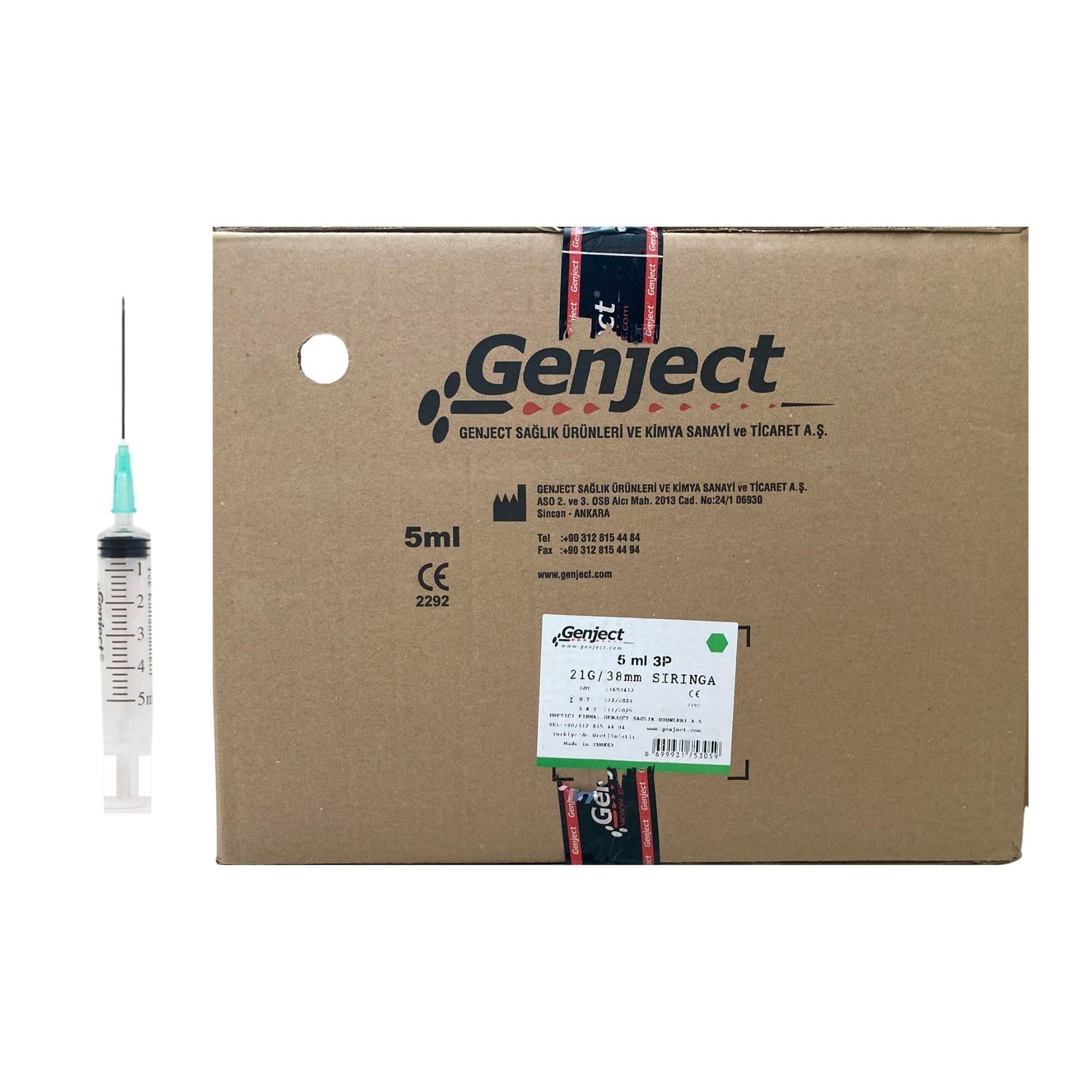 GENJECT - 5 ML 3PARÇA 21G 0.80X38MM ENJEKTÖR - 1000 ADET
