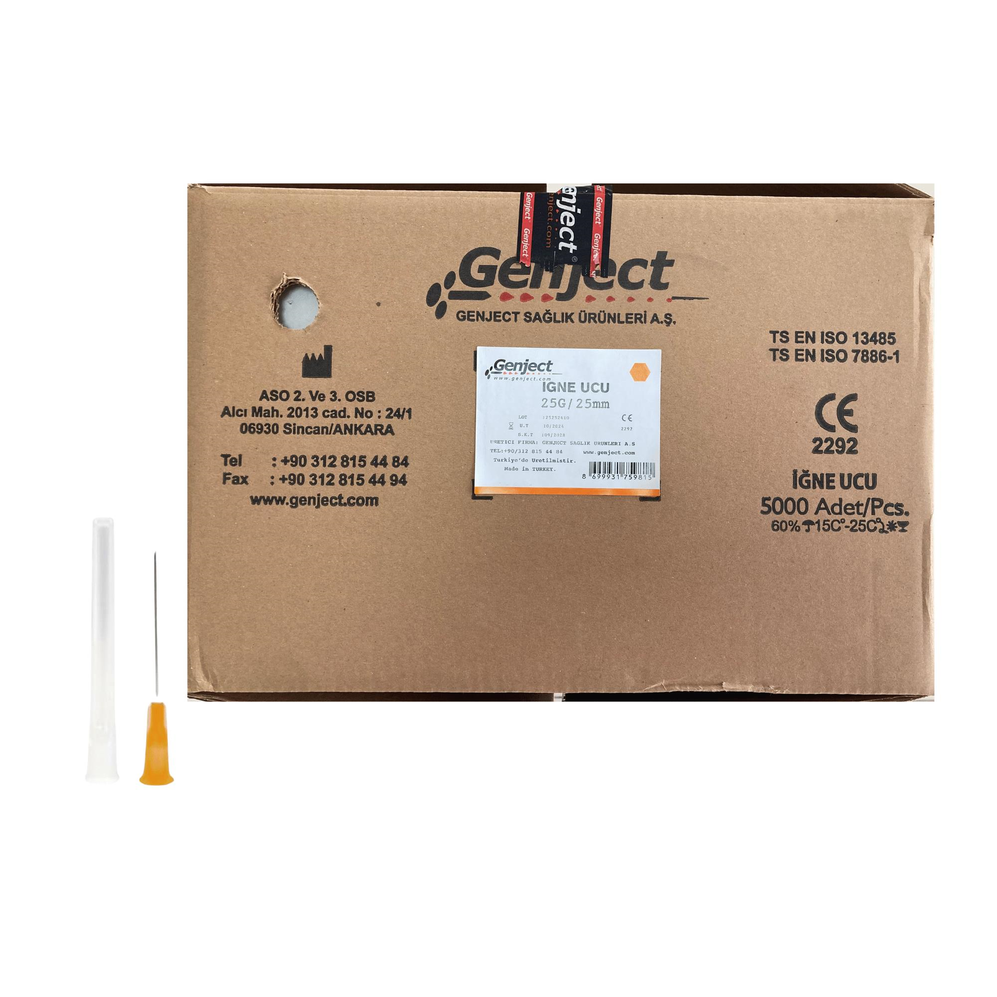 GENJECT - ENJEKTÖR İĞNE UCU 25G TURUNCU 25MM - 5000 ADET