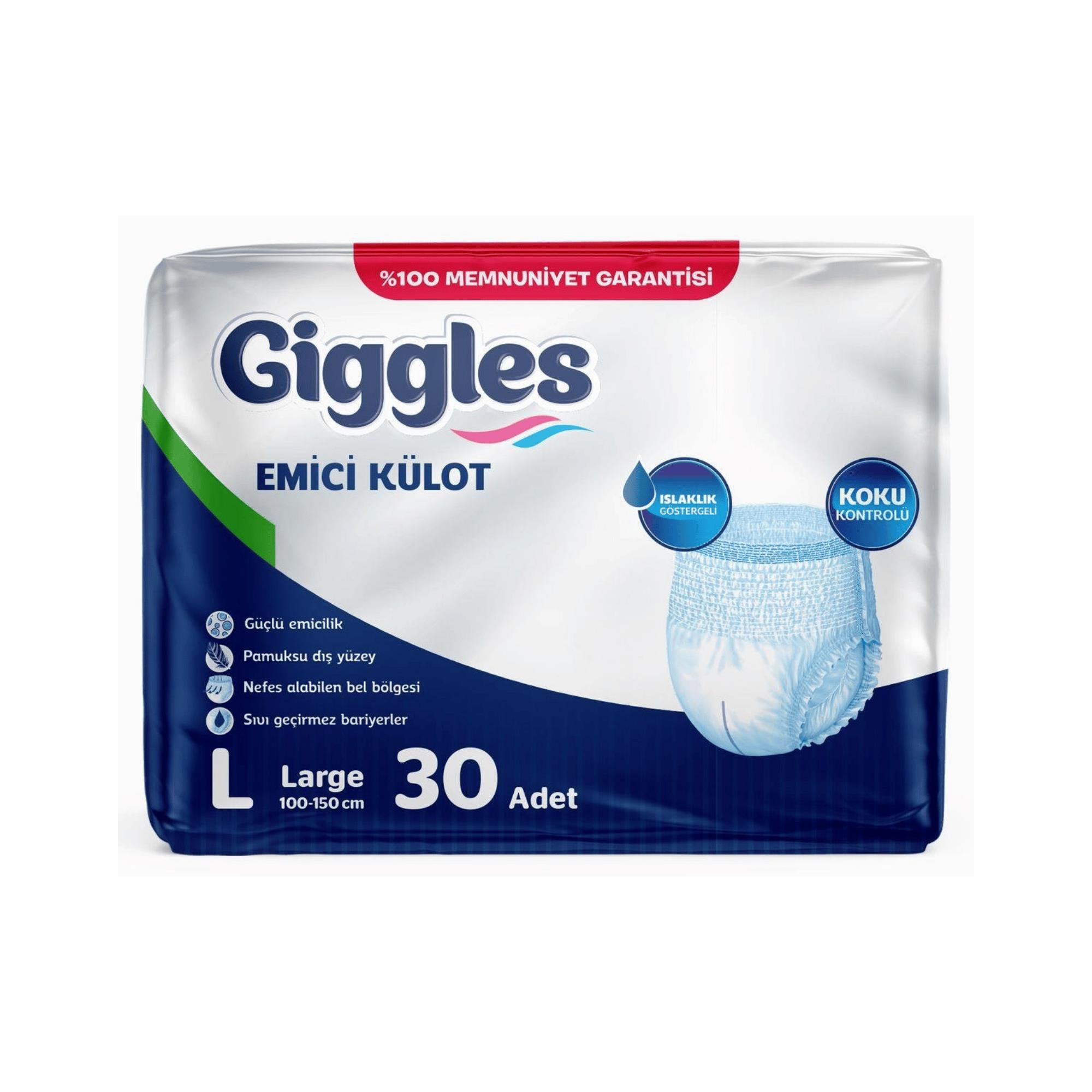 GİGGLES - HASTA ALTI BEZİ KÜLOTLU LARGE 30LU