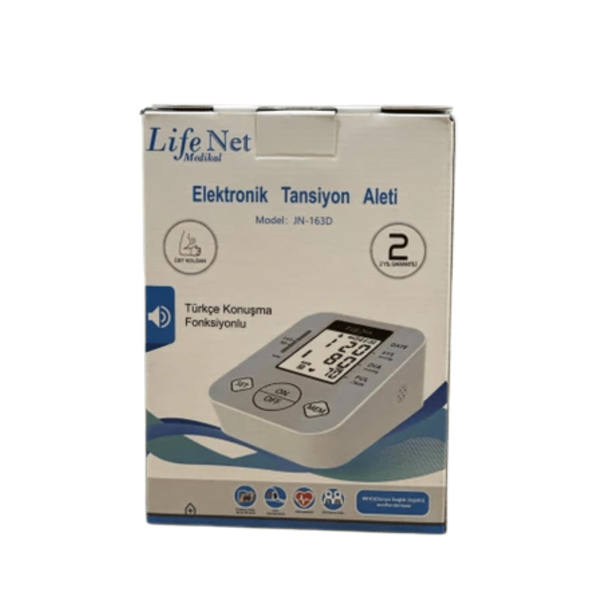 LİFE NET - TANSİYON ALETİ KOLDAN TÜRKÇE KONUŞAN 2 KİŞİ X 99 HAFIZALI JN-163D MAVİ