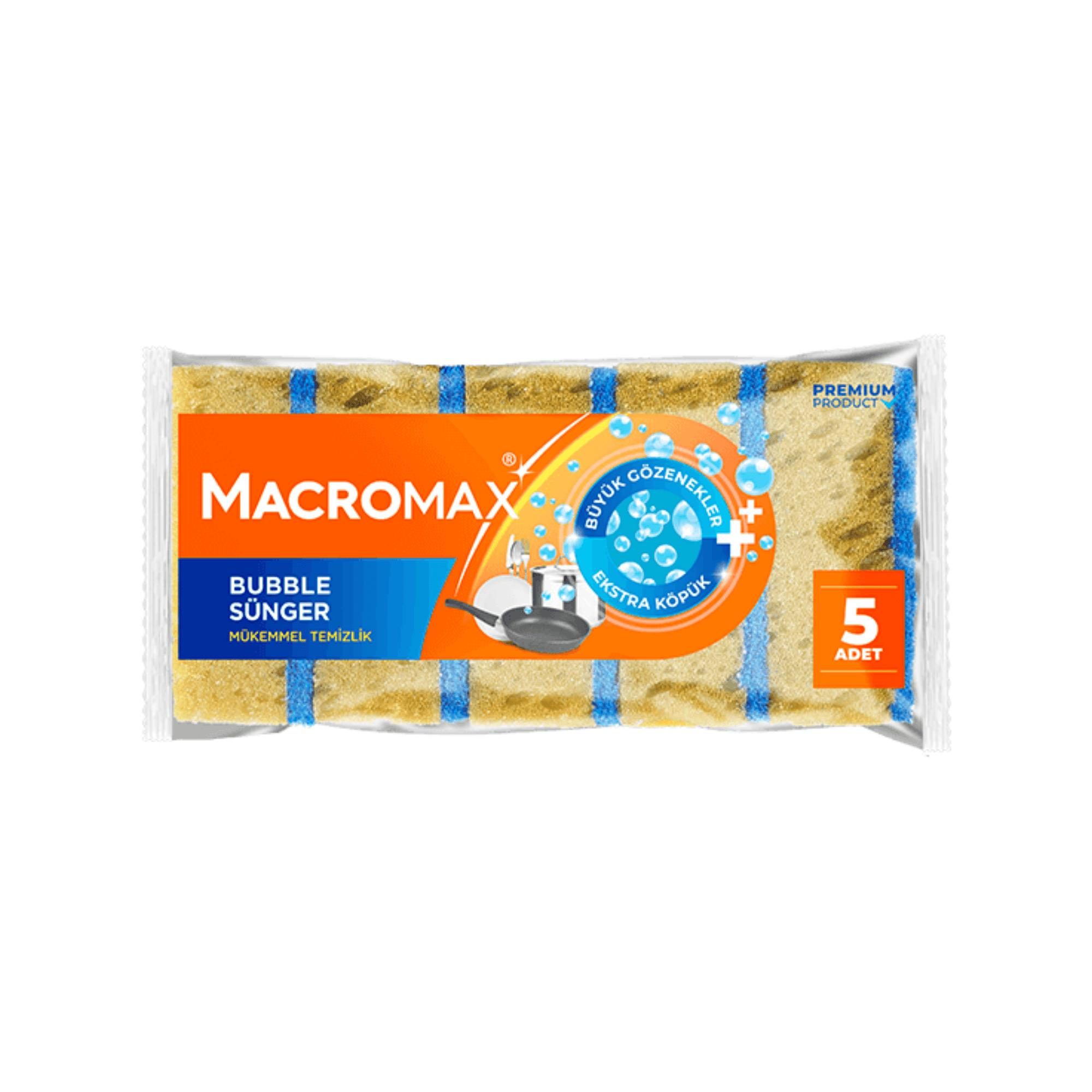MACROMAX - BULAŞIK SÜNGERİ BUBBLE 5 ADETLİ 1 PAKET