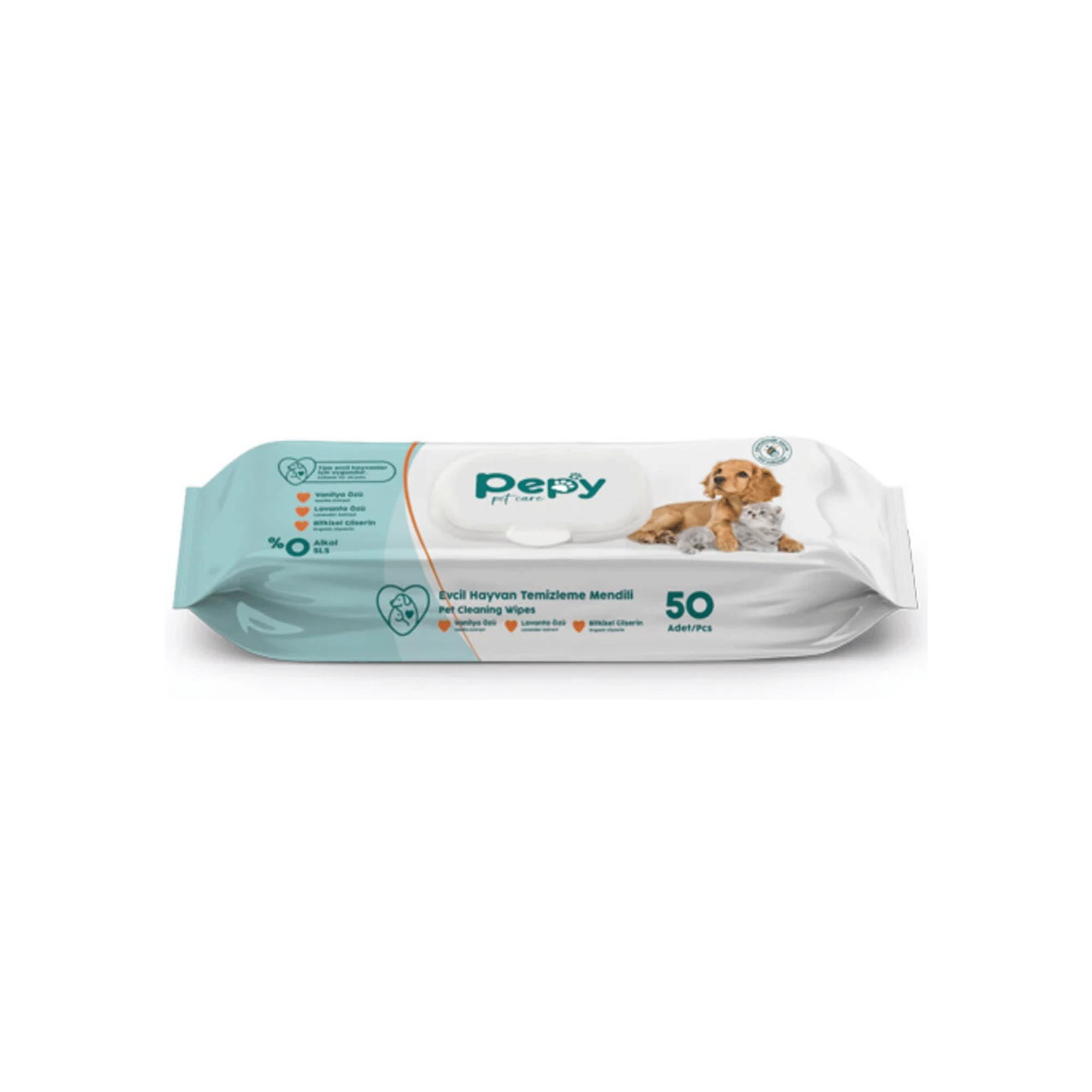 PEPY - PET EVCİL HAYVAN TEMİZLEME HAVLUSU 50Lİ 1 PAKET