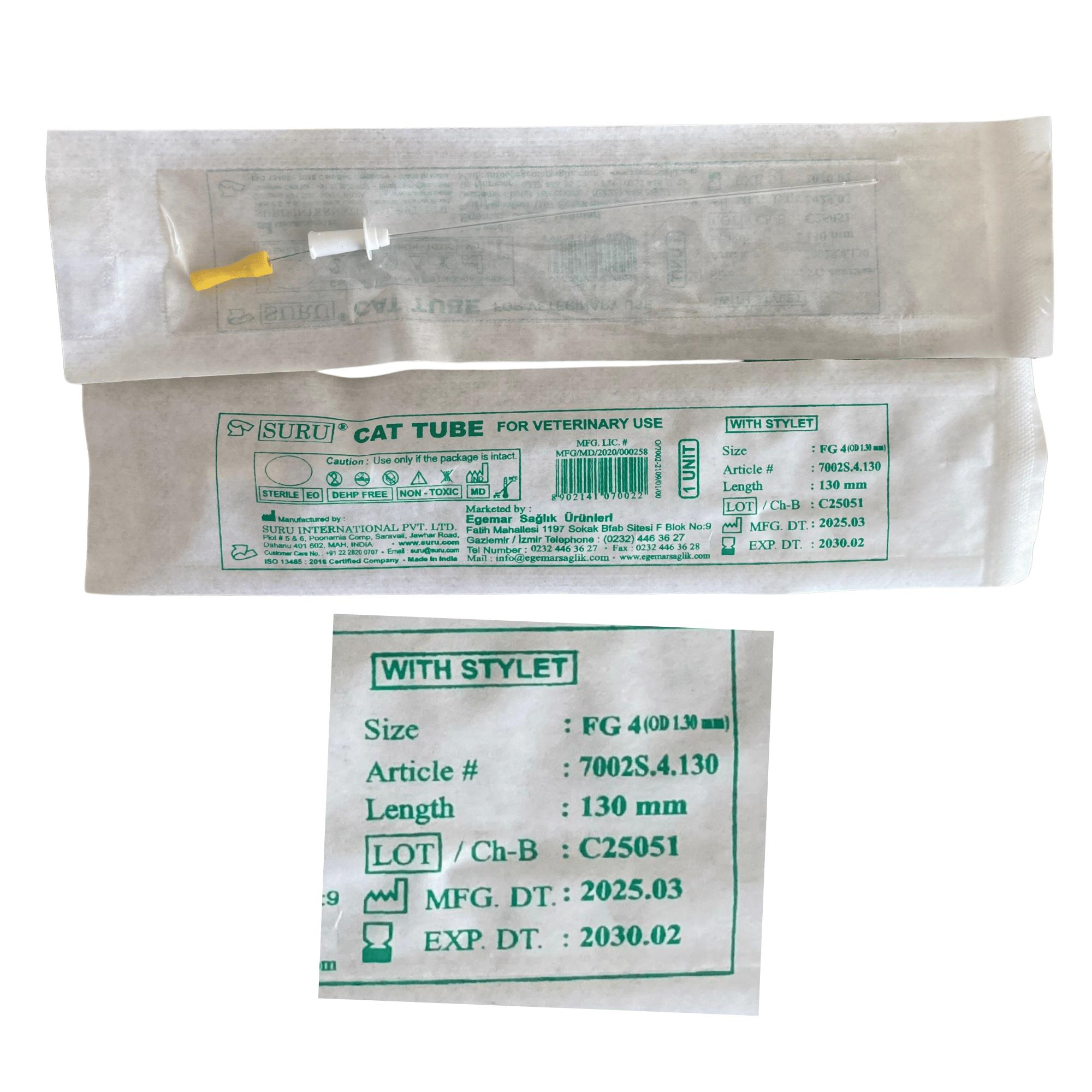 SURU - KEDİ İDRAR SONDASI MANDRENLİ FG4 1.3X130MM - 12 ADET
