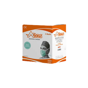 ATOS - BAĞCIKLI MASKE YEŞİL 100 ADET - 1 PAKET
