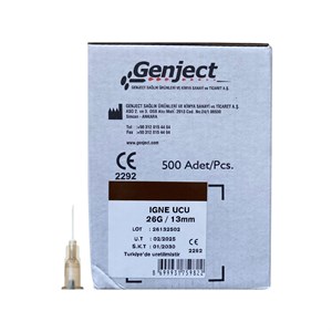 GENJECT - ENJEKTÖR İĞNE UCU 13MM KAHVERENGİ 26G - 500 ADET
