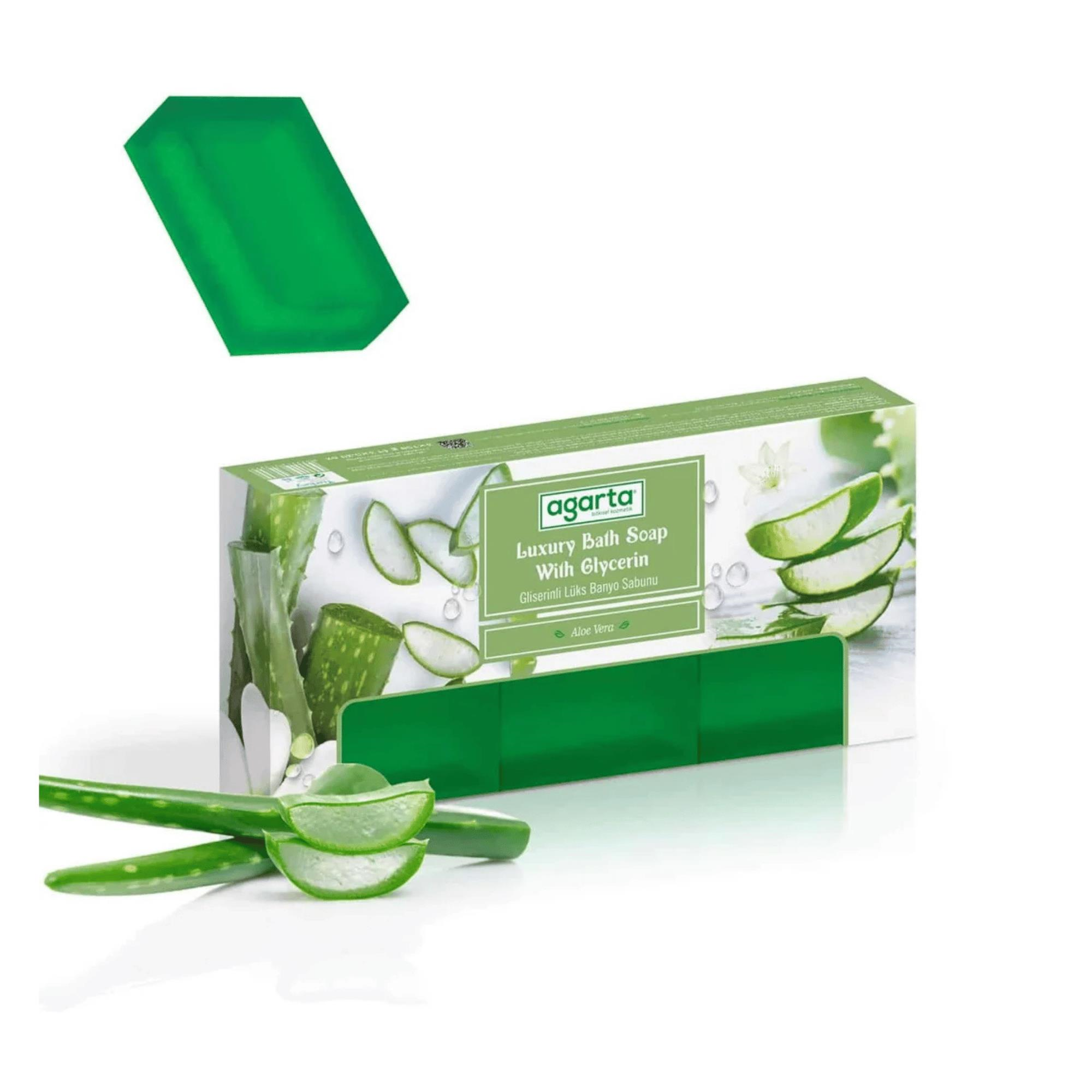 AGARTA - BANYO SABUNU LÜKS GLİSERİNLİ DOĞAL EL YAPIMI ALOE VERA 150 GR X 3 ADET