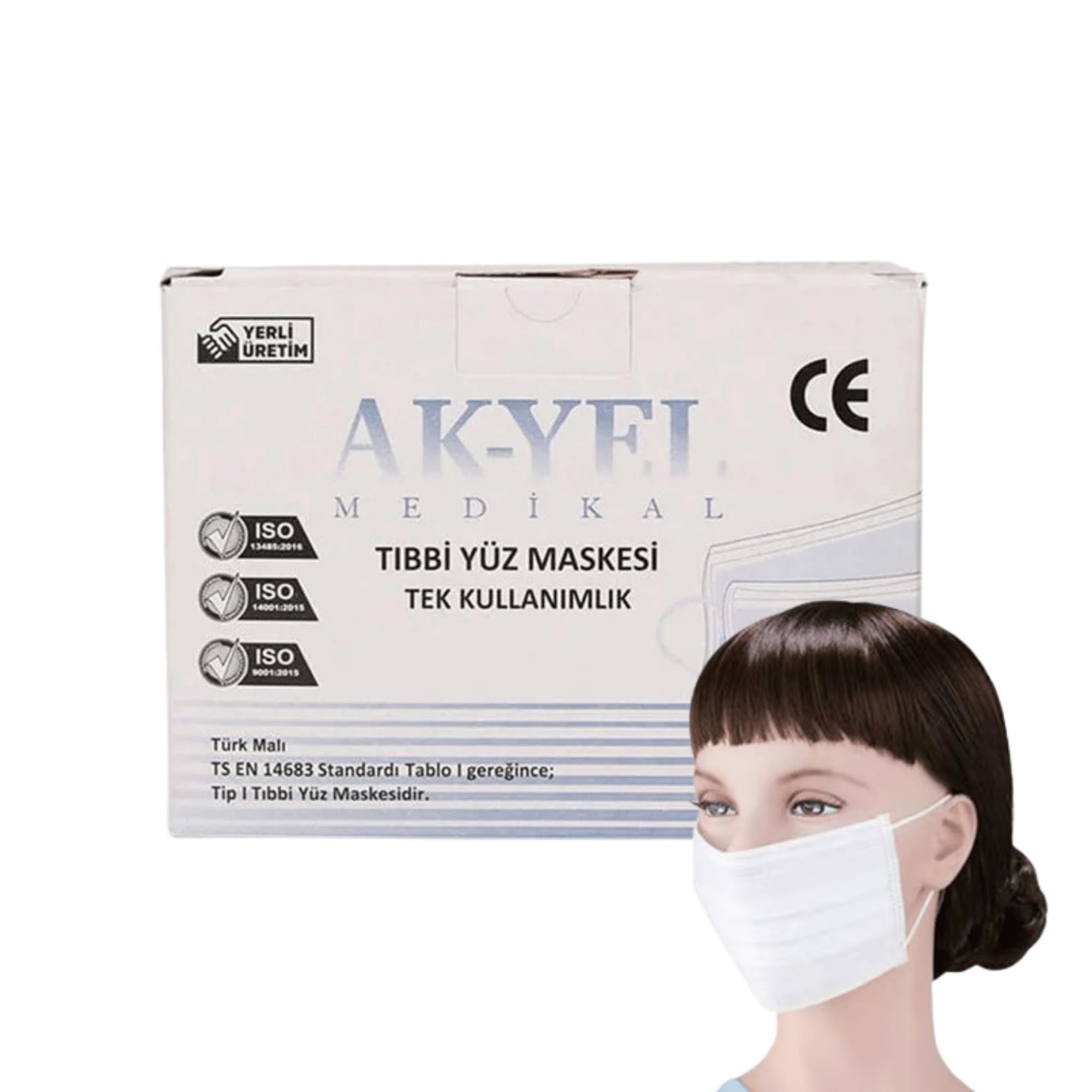 AKYEL - MASKE İNCE LASTİKLİ MELTBLOWN BEYAZ 100 ADET - 1 PAKET