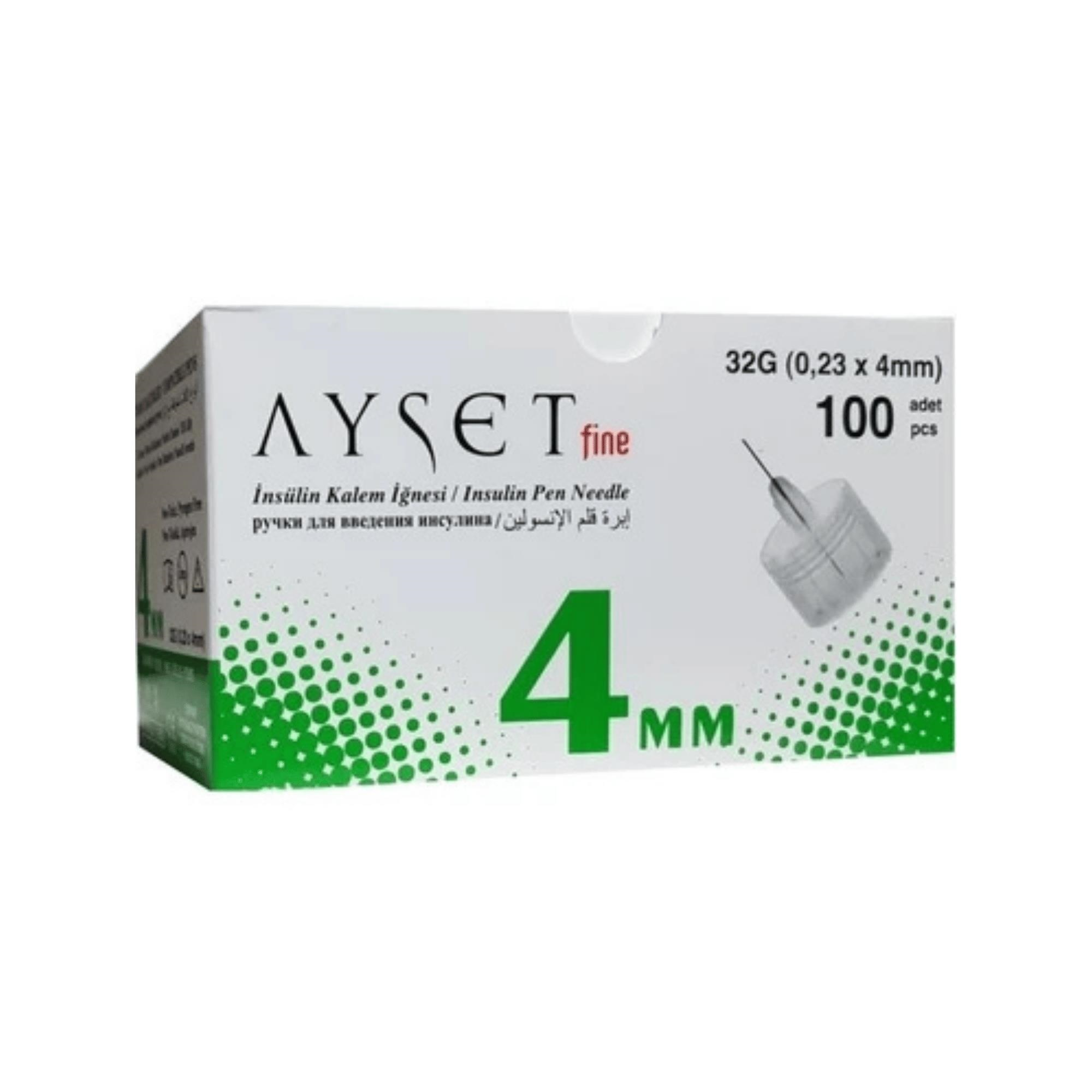 AYSET - FİNE 0.23 X 4MM İNSÜLİN KALEM İĞNE UCU 32G 100LÜ