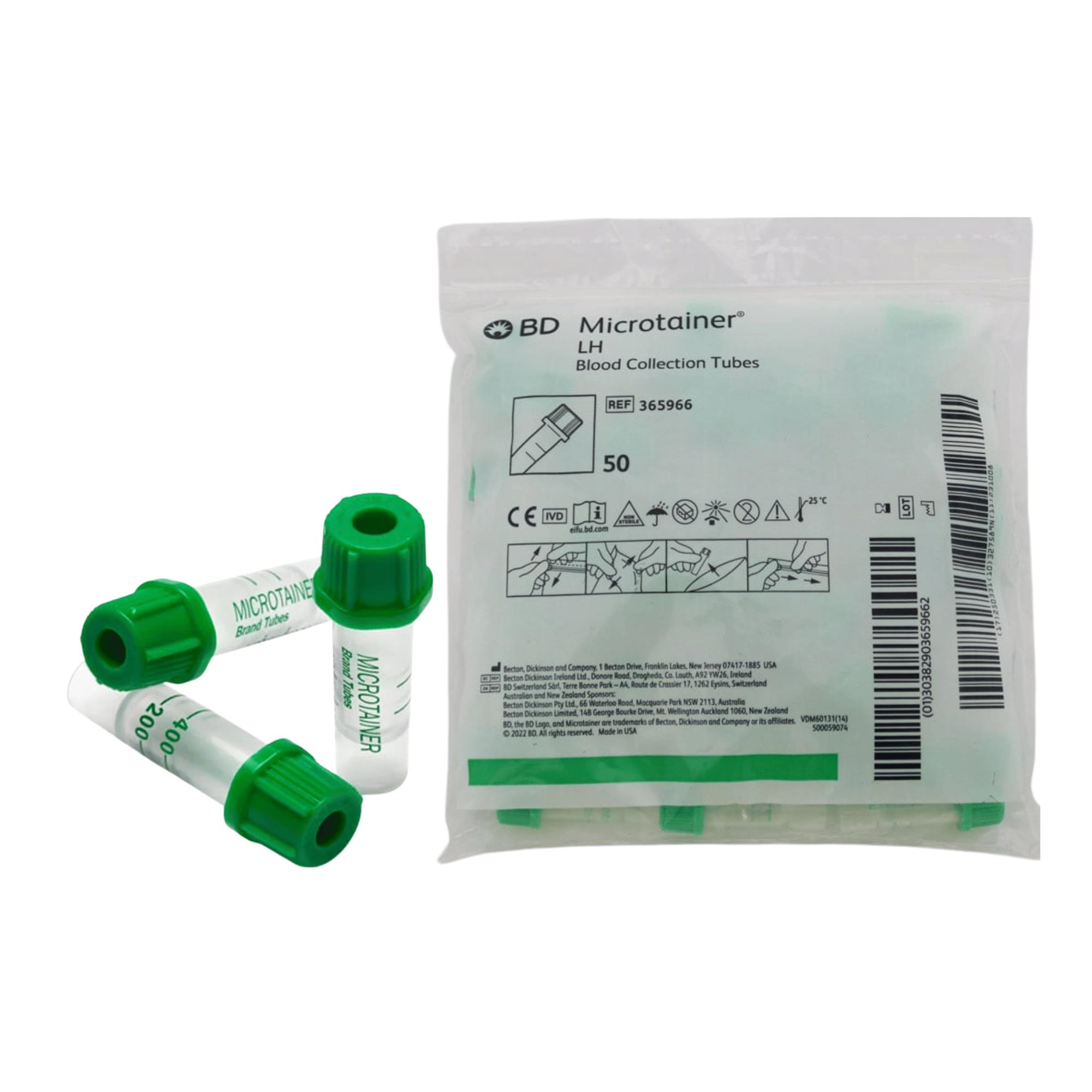 BD - KAN TÜPÜ 0.5ML MİCROTAİNER PLASTİK LİTYUM HEPARİNLİ YEŞİL REF: 365966 - 50 ADET