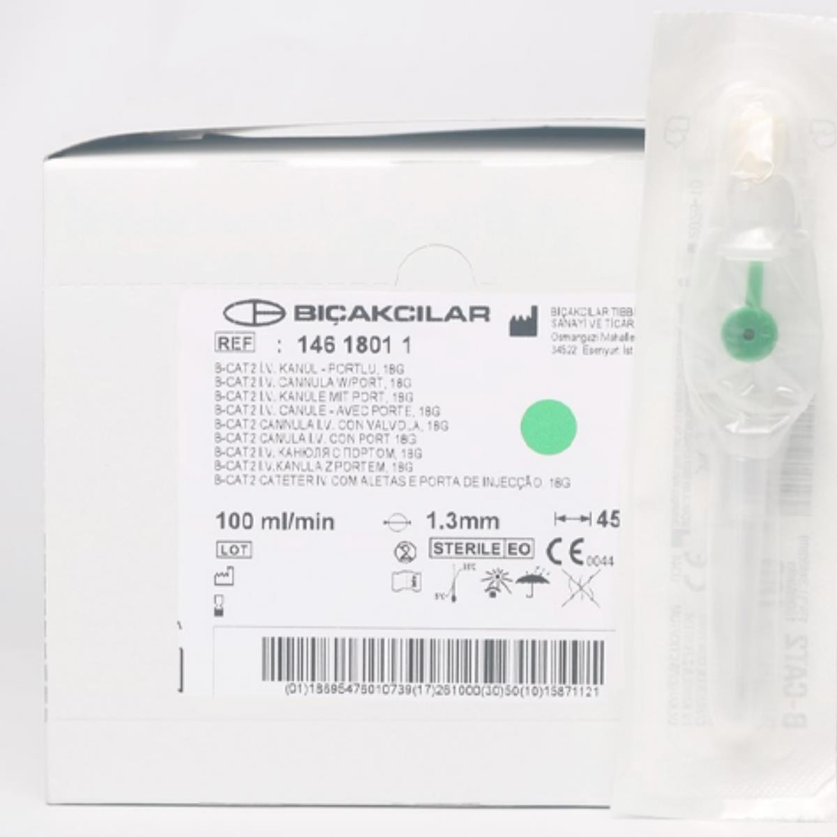 BIÇAKCILAR - ANJİOKAT 18G YEŞİL - 50 ADET