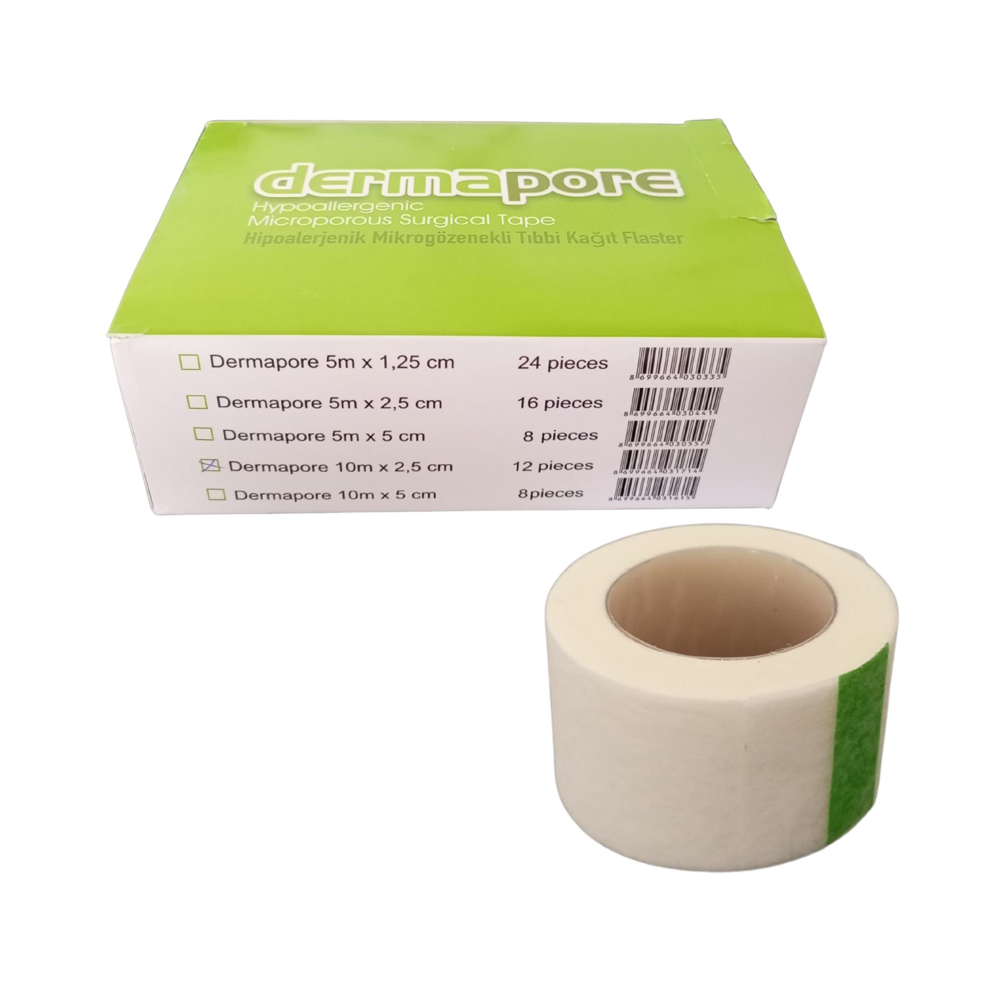 DERMAPORE - KAĞIT FLASTER ŞEFFAF 2.5 CM X 10 MT - 12 ADET