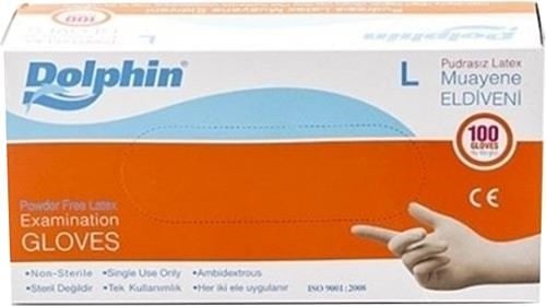 DOLPHİN - MUAYENE ELDİVENİ PUDRASIZ LATEKS LARGE 100LÜ PAKET